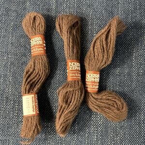 Nostra Zephyr Brown Tapestry Wool 3 Skeins 8 Yards 8M Moth Proof Made in Denmark